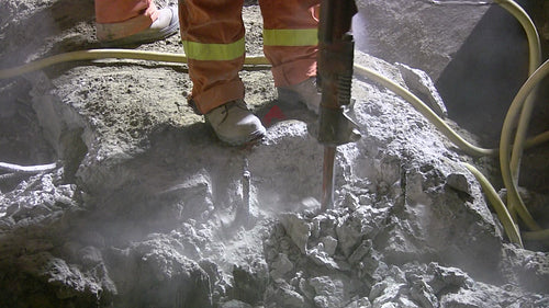 Men at work with jackhammers. HDV footage. HD video.