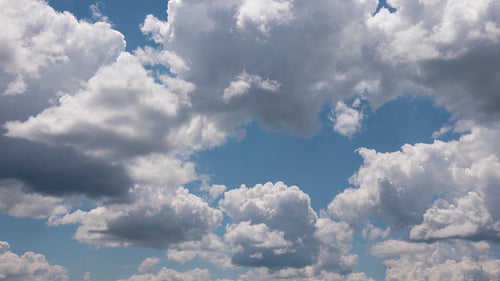 Time lapse cumulus clouds against blue sky. 4K rendering from photographs. 4K.