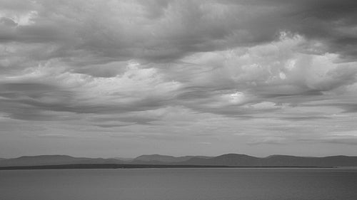 St. Lawrence river, Quebec. Timelapse clouds. Black and white. HD.