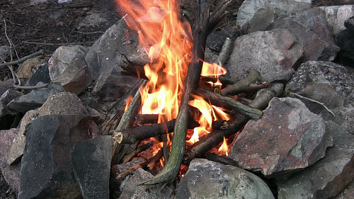 Classic campfire with sound. Closeup. HDV footage. HD video.