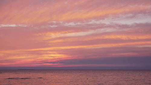 Candy coloured sunset on Lake Nipissing, Ontario, Canada. 4K.