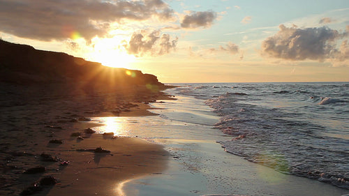 Golden beach sunset. Prince Edward Island, Canada. HD.