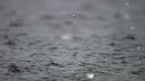 Heavy rain on water with sound. Closeup. HDV footage. HD.