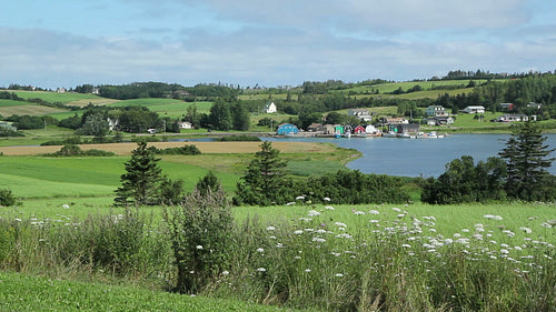 View of the community of French River, Prince Edward Island. HD.