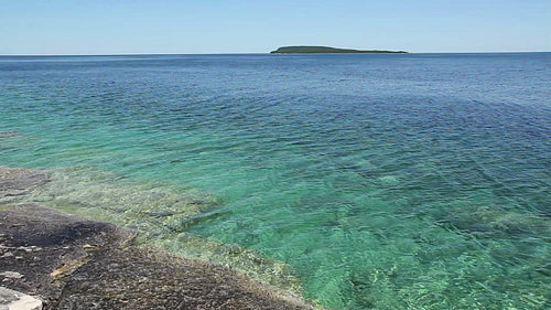 Flowerpot island shoreline. Georgian Bay, Tobermory, Ontario, Canada. HD.