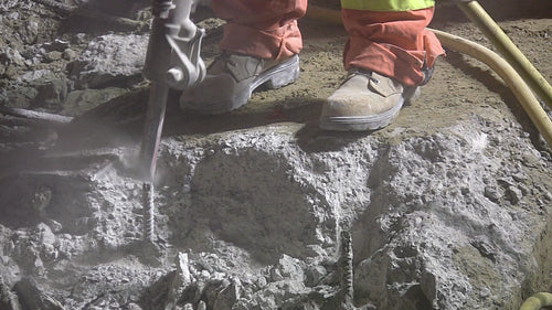 Jackhammer with good audio. Close-up. HDV footage. HD video.