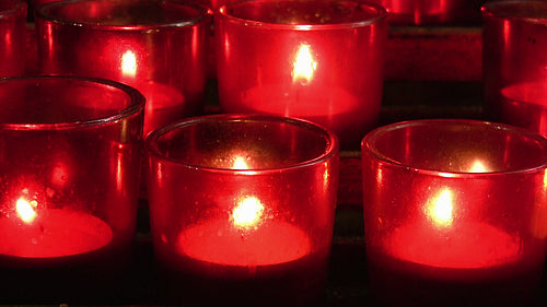 Red church candles. Closeup. HDV footage. HD.