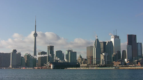 Toronto skyline on clear, winter morning. Ontario, Canada. HD video.