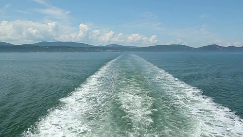 Ship wake. St. Lawrence river, Quebec. HD.