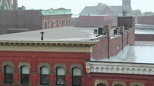 Rainy downtown buildings. Saint John, New Brunswick. HD.