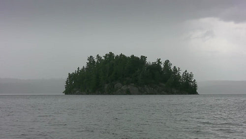 Rainy island. Muskoka, Ontario, Canada. HDV footage. HD.