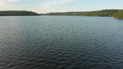 Drone aerial flying over Drag Lake in Haliburton, Ontario, Canada. 4K video.