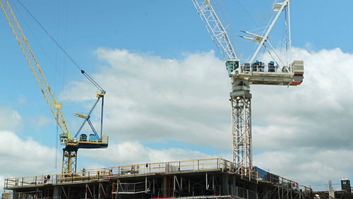 Two construction cranes. Time lapse. Toronto. No visible logos. HD.