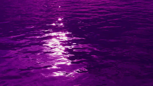 Slow motion lake with sun reflections. Purple tint. HD.