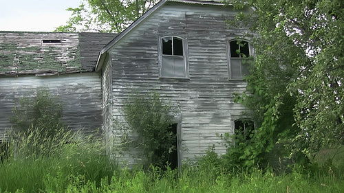 Haunted house. Windows detail. Abandoned farmhouse in rural Ontario. HD.