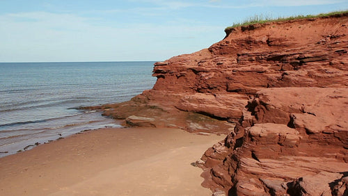 Red rock beach. Prince Edward Island, Canada. HD.