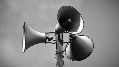 Megaphone tower time lapse. Black and white. Damaged film look. HDV footage. HD.