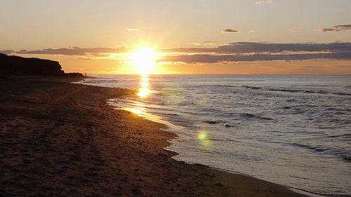 Prince Edward Island beach summer sunset. Canada. 4K.