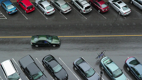 Rainy Street. Cars go by. HD.