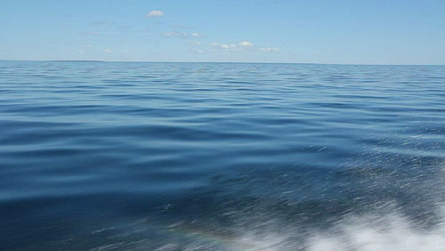 Riding in boat through Fathom Five Marine Park, Tobermory, Ontario, Canada. HD.