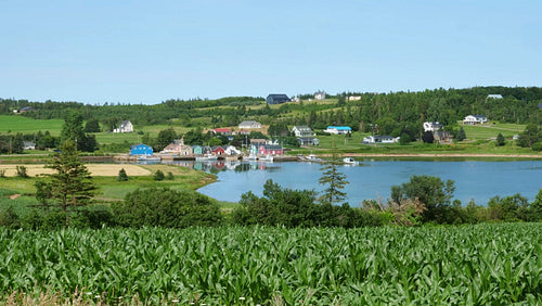 View of the community of French River, Prince Edward Island. 4K.