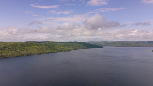 Drone aerial. Lake Temiscouata, Quebec, Canada. 4K.