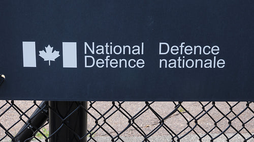 Sign for Ministry of National Defense. Charlottetown, PEI, Canada. 4K.