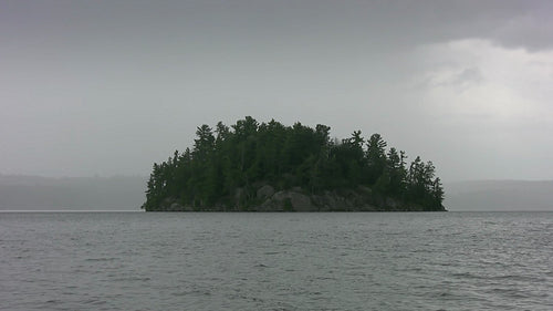 Rainy island. Muskoka, Ontario, Canada. HDV footage. HD.