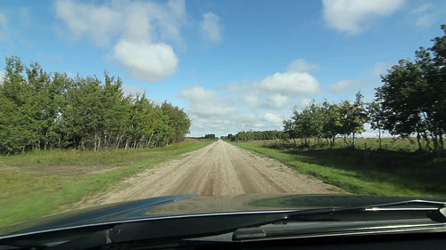 Driving on a country road in southern Saskatchewan, Canada. HD.
