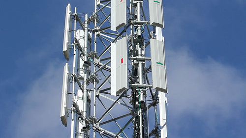 Cellphone tower detail in rural Saskatchewan, Canada. Detail. HD.