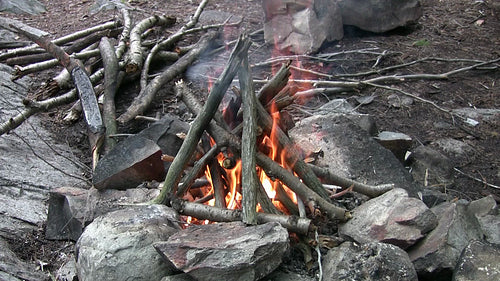 Classic campfire with sound. Medium. HDV footage. HD video.